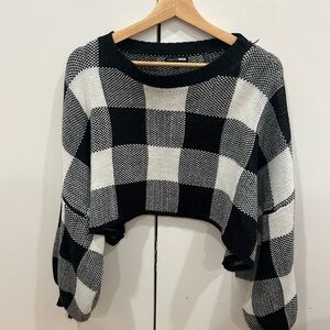 Fashion Nova Monochrome Plaid Crop Top